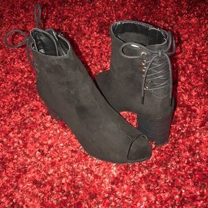 Suede Peep Toe Side ZIP